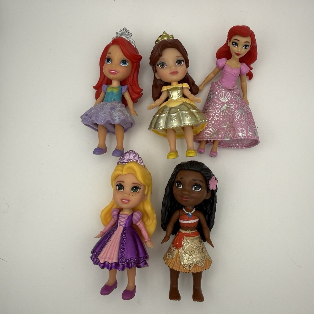 Disney Mini Toddler Dolls Princess  Posable Figures 3.5" Lot (4)  + Misc Ariel